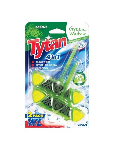 TYTAN GREEN WATER Zawieszka do toalety barwiąca wodę 4w1 LEŚNA, 2x40 g