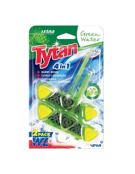 TYTAN GREEN WATER Zawieszka do toalety barwiąca wodę 4w1 LEŚNA, 2x40 g