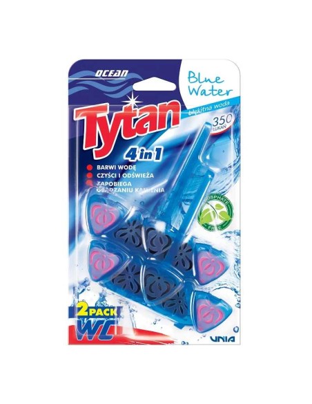TYTAN BLUE WATER Zawieszka do toalety barwiąca wodę 4w1 OCEAN, 2x40 g