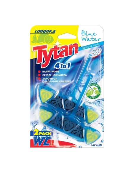 TYTAN BLUE WATER Zawieszka do toalety barwiąca wodę 4w1 LIMONKA, 2x40 g