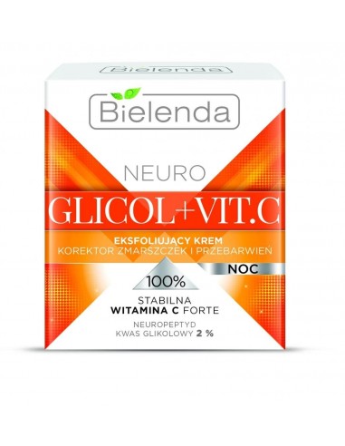Bielenda, Neuro Glicol + Vit. C, krem-korektor eksfoliujący na noc, 50 ml