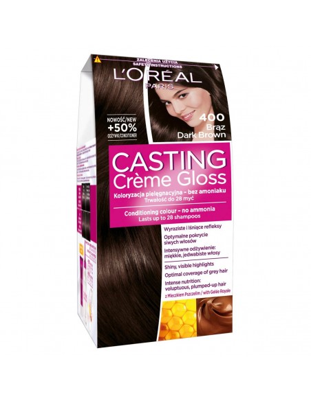 L'oreal Paris, Casting Creme Gloss, farba do włosów 400 Brąz