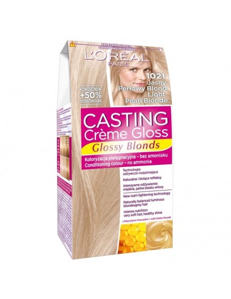 L'oreal Paris, Casting Creme Gloss, farba do włosów, 1021 Jasny perłowy blond