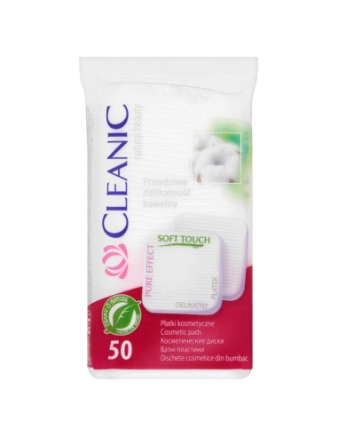 CLEANIC Pure Effect płatki kosmetyczne kwadratowe, 50 szt