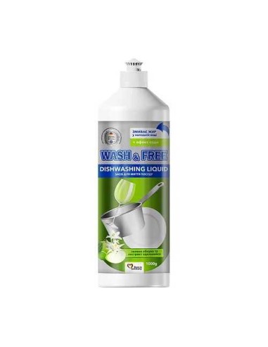 WASH&FREE Płyn do naczyń ZIELONE JABŁKO i SZAROTKA, A1 1000 g butelka