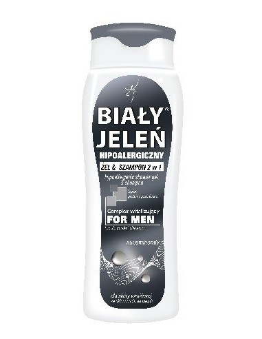 Biały Jeleń, For Men, hipoalergiczny szampon-żel 2w1 z łopianem i nanominerałami , 300 ml