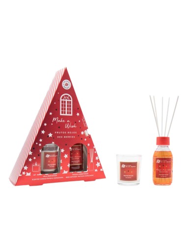 LA CASA DE LOS AROMAS X-MAS  Zestaw CZERWONE OWOCE, patyczki zapachowe 100 ml + świeca 100 g