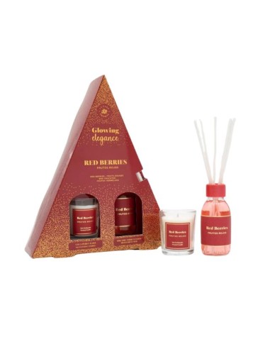 LA CASA DE LOS AROMAS X-MAS Zestaw CZERWONE OWOCE: patyczki zapachowe 95 ml + świeca 120 g