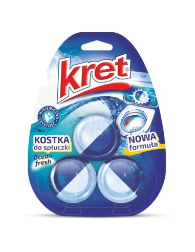 KRET Kostka do spłuczki barwiąca wodę OCEAN FRESH, 3 x 50 g