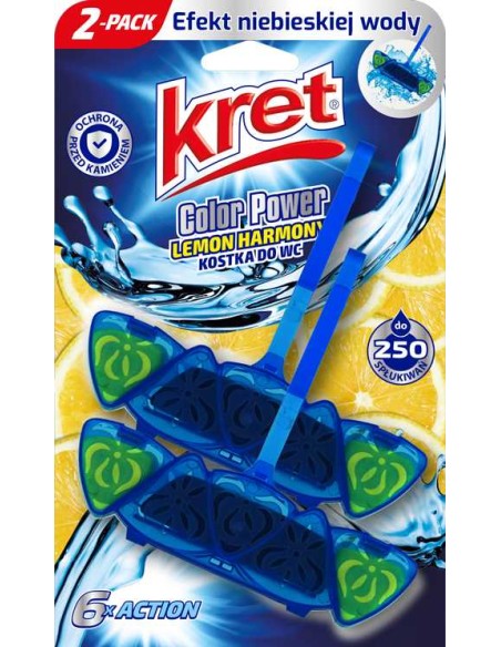 KRET Zawieszka do toalety barwiąca wodę LEMON HARMONY, 2x40 g