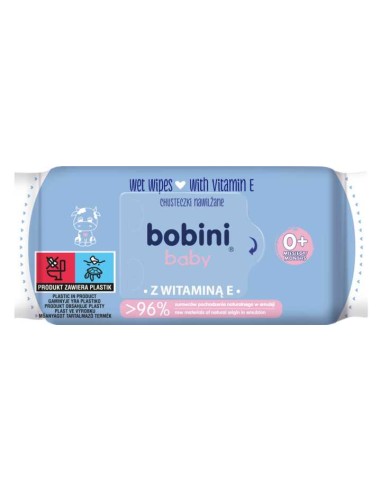 BOBINI BABY Chusteczki dla dzieci i niemowląt NAWILŻANE z WIT. E, 60 szt