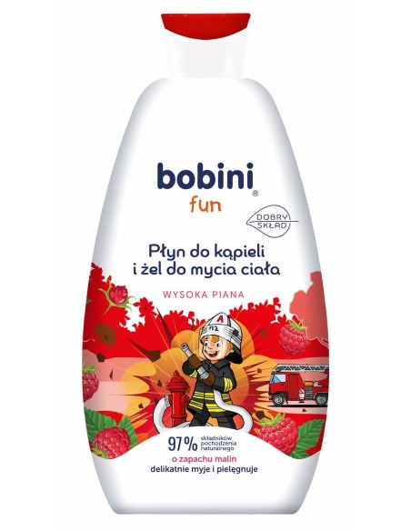 BOBINI FUN Płyn do kąpieli i żel do mycia ciała MALINOWY, 500 ml