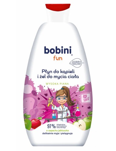 BOBINI FUN Płyn do kąpieli i żel do mycia ciała JABŁKOWY, 500 ml