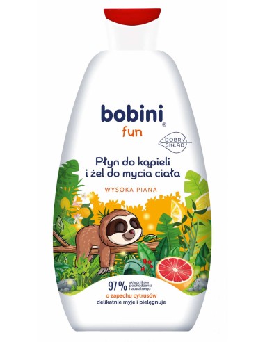 BOBINI FUN Płyn do kąpieli i żel do mycia ciała CYTRUSOWY, 500 ml