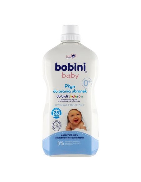 BOBINI BABY Płyn do prania ubranek niemowlęcych i dziecięcych z mleczkiem bawełnianym HIPOALERGICZNY  25 prań, 1,8 l