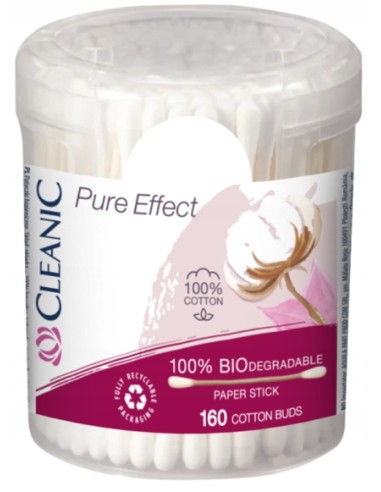 CLEANIC Patyczki higieniczne papierowe 100% biodegradalne, pudełko 160 szt
