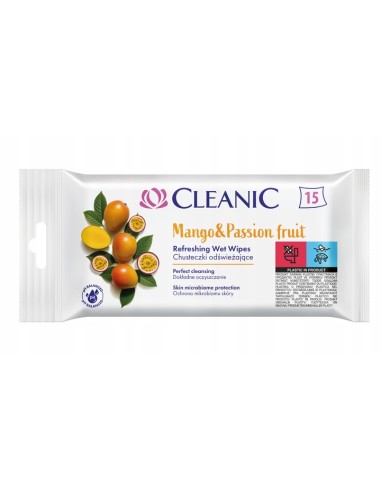 CLEANIC Chusteczki odświeżające MANGO 15 szt,1op