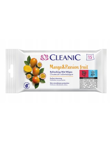 CLEANIC Chusteczki odświeżające MANGO 15 szt,1op