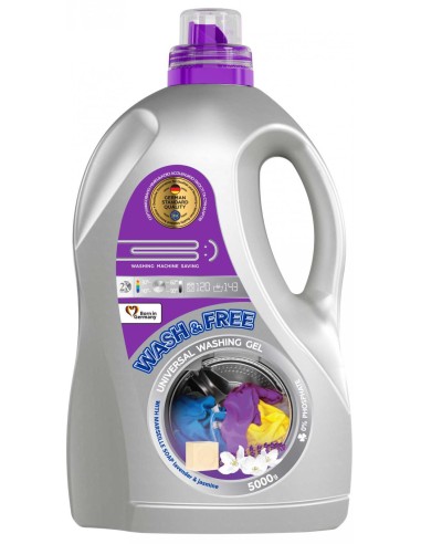 WASH&FREE Żel do prania UNIWERSALNY, Mydło Marsylskie, Lawenda 143 prania A1  5000 g