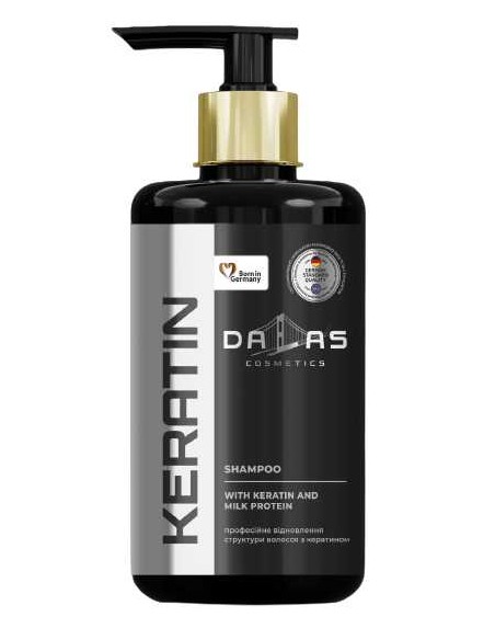 DALAS Szampon do włosów suchych, osłabionych, zniszczonych i farbowanych KERATIN, 970 ml z pompką