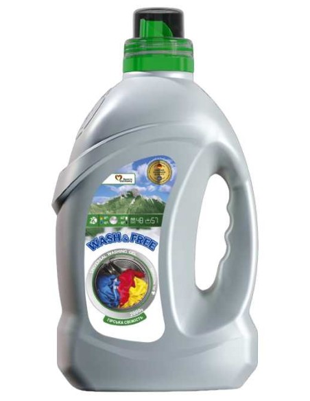 WASH&FREE Żel do prania UNIWERSALNY, Górska Świeżość 57 prań A1  2000 g butelka