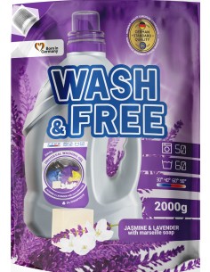 WASH&FREE Żel do prania UNIWERSALNY, Mydło Marsylskie, Lawenda 60 prań A1 2000 g zapas folia