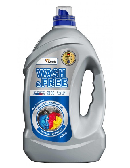 WASH&FREE Żel do prania UNIWERSALNY, 114 prań A1 4000 g