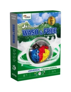 WASH&FREE Proszek do prania UNIWERSALNY 7 prań, Górska Świeżość 400 g