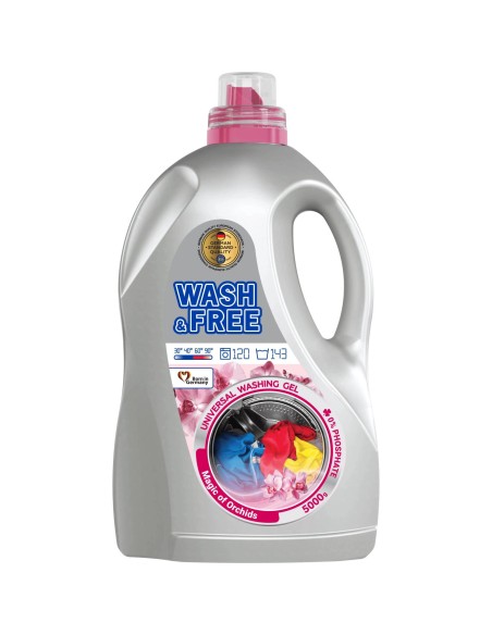 WASH&FREE Żel do prania UNIWERSALNY, Dzika Orchidea 143 prań A1 5000 g
