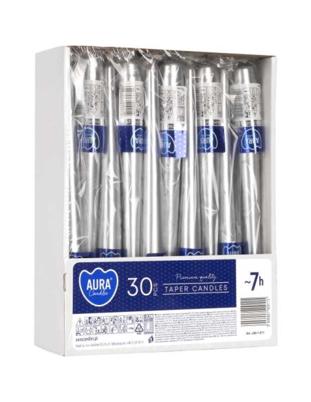 BISPOL AURA Świeca stożek S30-1-271 SREBRNY METALIK, 1 szt