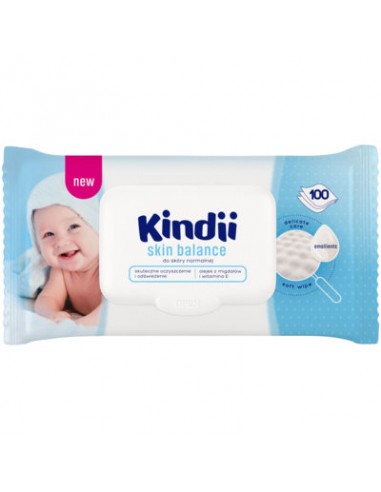 CLEANIC KINDII Skin Balance Chusteczki nawilżane dla niemowląt do skóry normalnej Pop-up, 100 szt