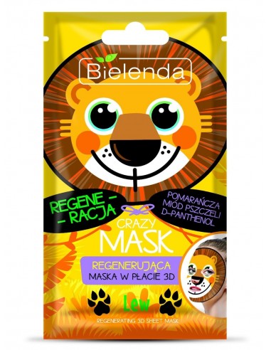 Bielenda, Crazy Mask, regenerująca maska w płacie 3D Lew, 1 szt.