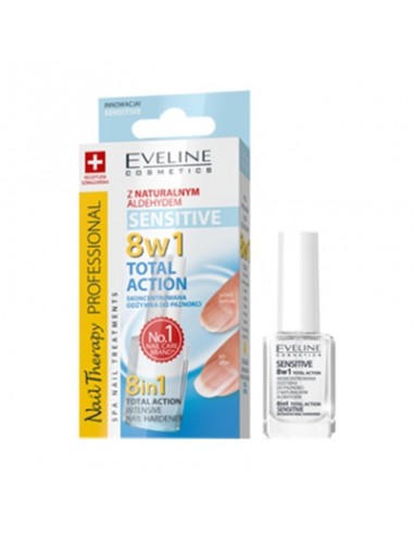 Eveline, 8in1 Total Action Nail Therapy Sensitive, odżywka skoncentrowana do paznokci, 12 ml
