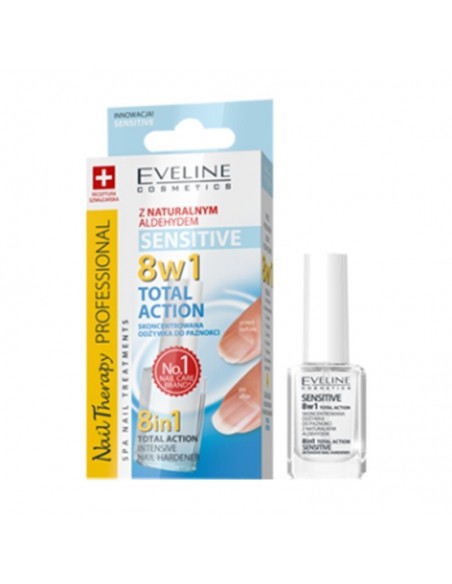 Eveline, 8in1 Total Action Nail Therapy Sensitive, odżywka skoncentrowana do paznokci, 12 ml