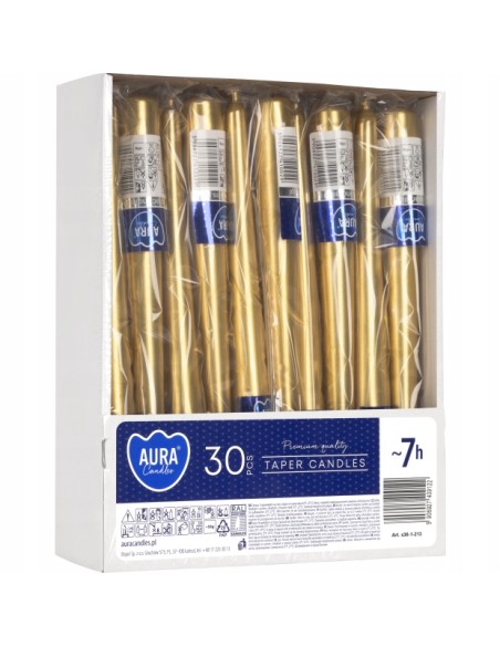 BISPOL AURA Świeca stożek S30-1-213 ZŁOTY METALIK, 1 szt