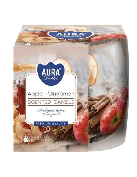 BISPOL AURA Świeca zapachowa w szkle SN71S-20, JABŁKO-CYNAMON, 100 g