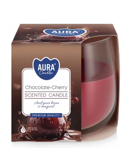 BISPOL AURA Świeca zapachowa w szkle SN71-104, CZEKOLADA/WIŚNIA, 130 g