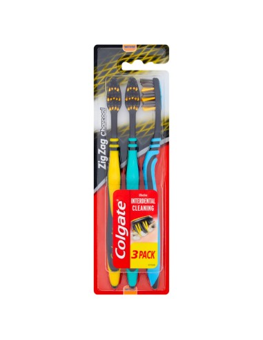 COLGATE Zig Zag Charcoal szczoteczka do zębów 3 pack średnia