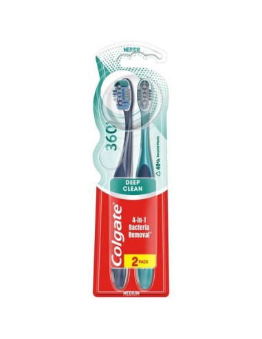 COLGATE 360 DEEP CLEAN Szczoteczka do zębów MEDIUM duopack, 2 szt
