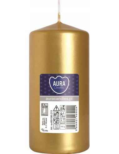 BISPOL świeca walec SW50/100-213 ZŁOTA, 1 sztuka