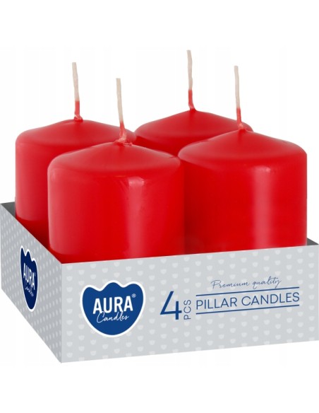 BISPOL świeca wotywna SW40/60-030 CZERWONA, 4 sztuki