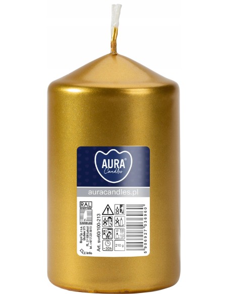 BISPOL Świeca walec SW60/100-213 ZŁOTA 1 sztuka