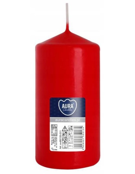 BISPOL świeca walec SW60/120-030 CZERWONA 1 sztuka