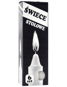 BISPOL Świeca stołowa S1-66 BIAŁA, 6 szt