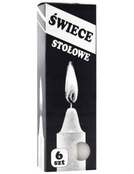 BISPOL Świeca stołowa S1-66 BIAŁA, 6 szt
