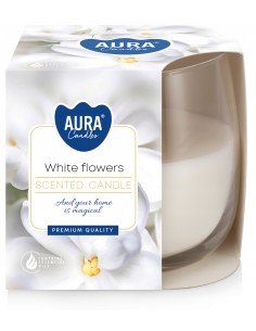 BISPOL AURA Świeca zapachowa w szkle SN71-179, BIAŁE KWIATY, 130 g