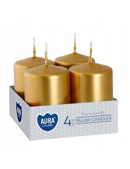 BISPOL świeca wotywna SW40/60-213 ZŁOTA, 4 sztuki