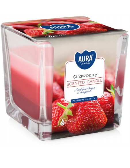 BISPOL AURA Świeca zapachowa w szkle SNK80-73, TRUSKAWKA, 1 szt