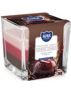 BISPOL AURA Świeca zapachowa w szkle SNK80-104, CZEKOLADA-WIŚNIA, 1 szt