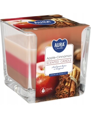 BISPOL AURA Świeca zapachowa w szkle SNK80-87, JABŁKO-CYNAMON, 1 szt